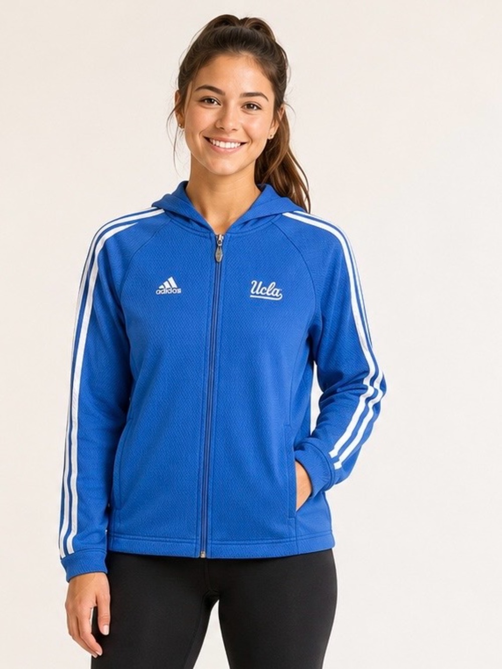 Adidas UCLA Bruins Blue Full Zip Hooded Track Jacket medium